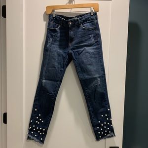 Zara Pearl cropped denim